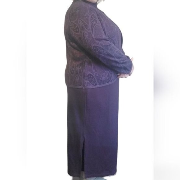 Vintage Miss Dorby Maxi Sweater Dress Jacket Dark Purple Woman's WOMEN'S LARGE - Picture 6 of 14